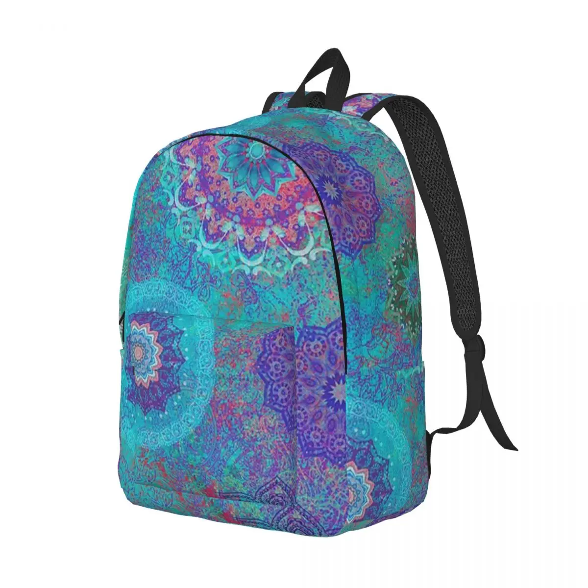 Mandalas In Blue With Art Backpack Daypack Large Capacity Kids BookBag School Bag Shoulder Bags for Men Women