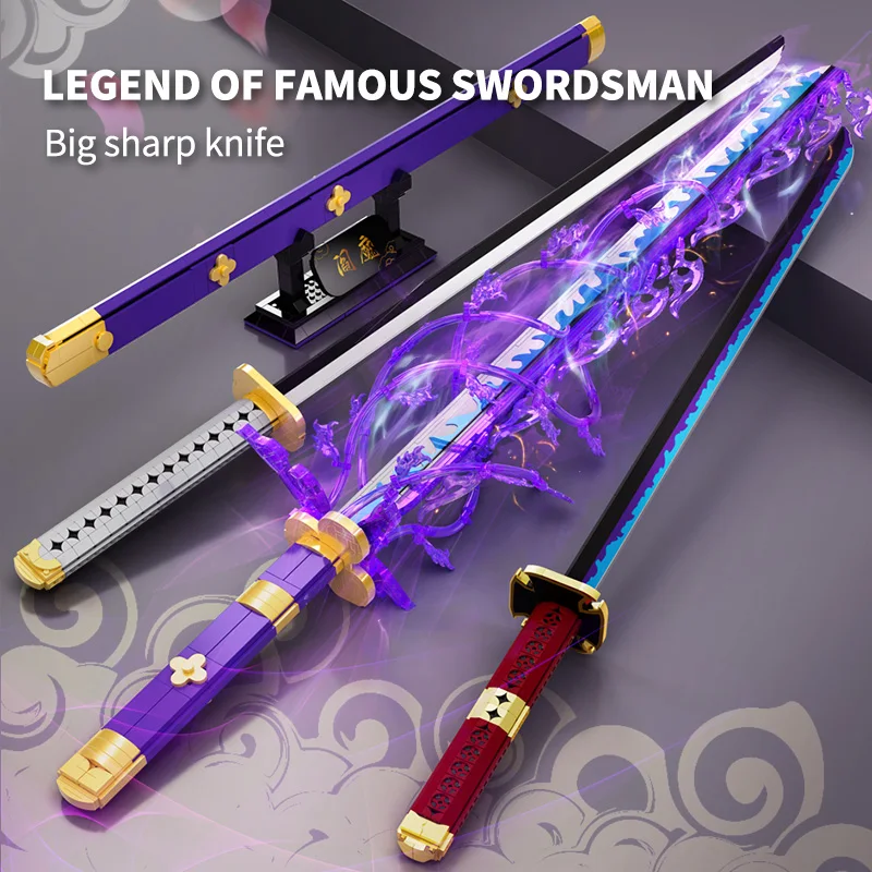 Zoro and Daoyi text is compatible with LEGO building blocks sword one piece weapon magic knife third generation ghost assembly toy