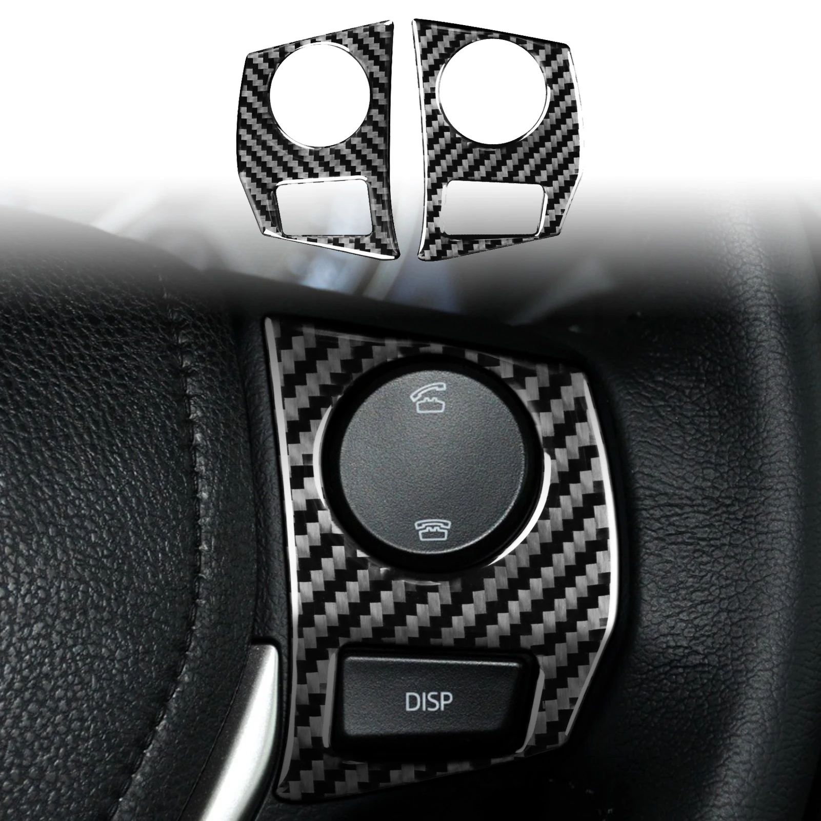 Real Carbon Fiber Car Accessories Steering Wheel Button Cover Soft Sticker For Toyota Corolla 11th Gen 2014 2015 2016 2017 2018