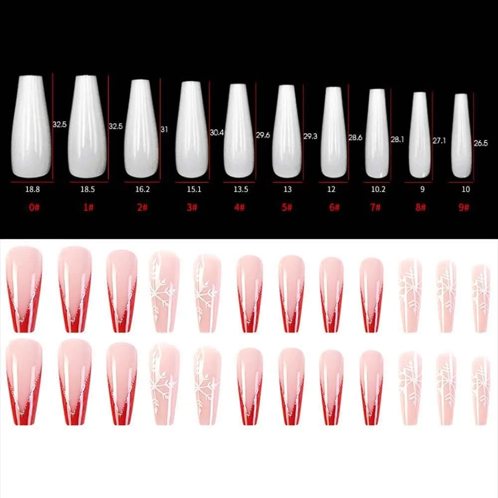 24 stks/set Nagelbenodigdheden Kerst Kunstnagels Manicure Materiaal Volledige dekking Nail Art Tips Kerst Nepnagels Sneeuwvlok