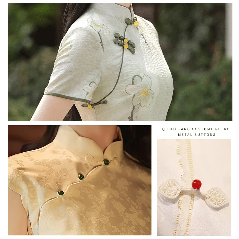 50pcs/Lot New 10mm Disc Button Cheongsam Button Round Tang Suit Hanfu Colorful Pearl Resin Bead Shirt Button