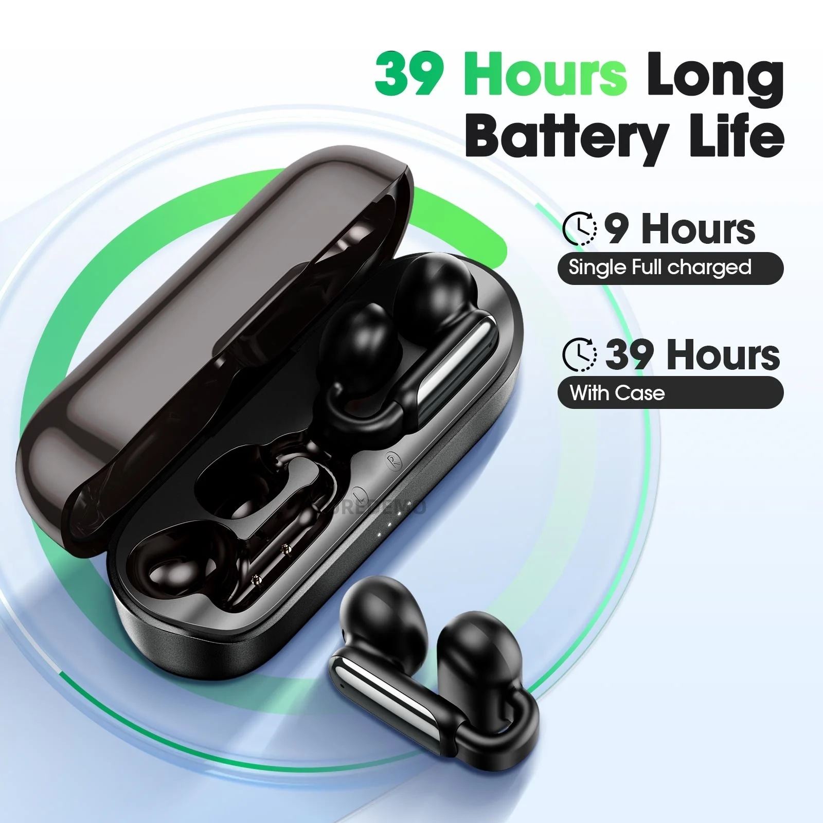 Ultra Open Ear Clip On Headphones Wireless Bluetooth 5.4 Earbuds 3D Stereo Sound Earphones Sports Headsets with HD Microphones