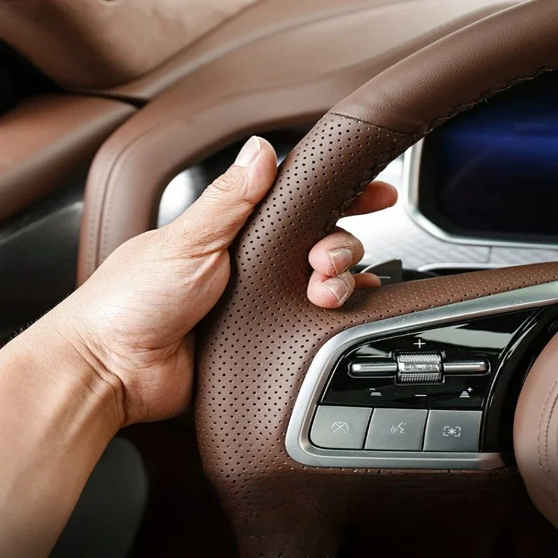 For Hand-stitched Steering Wheel Cover for Tank 700, Ultra-thin & Breathable, Four-season Universal Interior Accessory