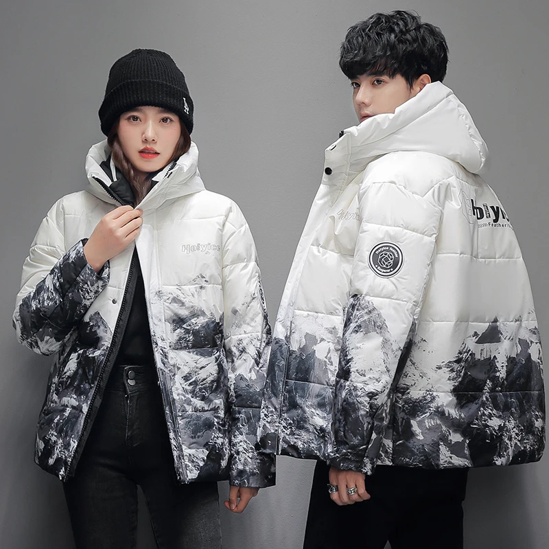 

Зимняя новинка 2026: Мужская теплая модная пуховая куртка для активного отдыха на снегу, спортивная парная модель с капюшоном, для повседневной носки на улице
