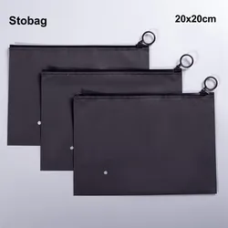 Stobag-衣類用の再利用可能なポケット付きブラックフロストバッグ,ジッパー付き荷物,旅行用,再利用可能なポケット,50個