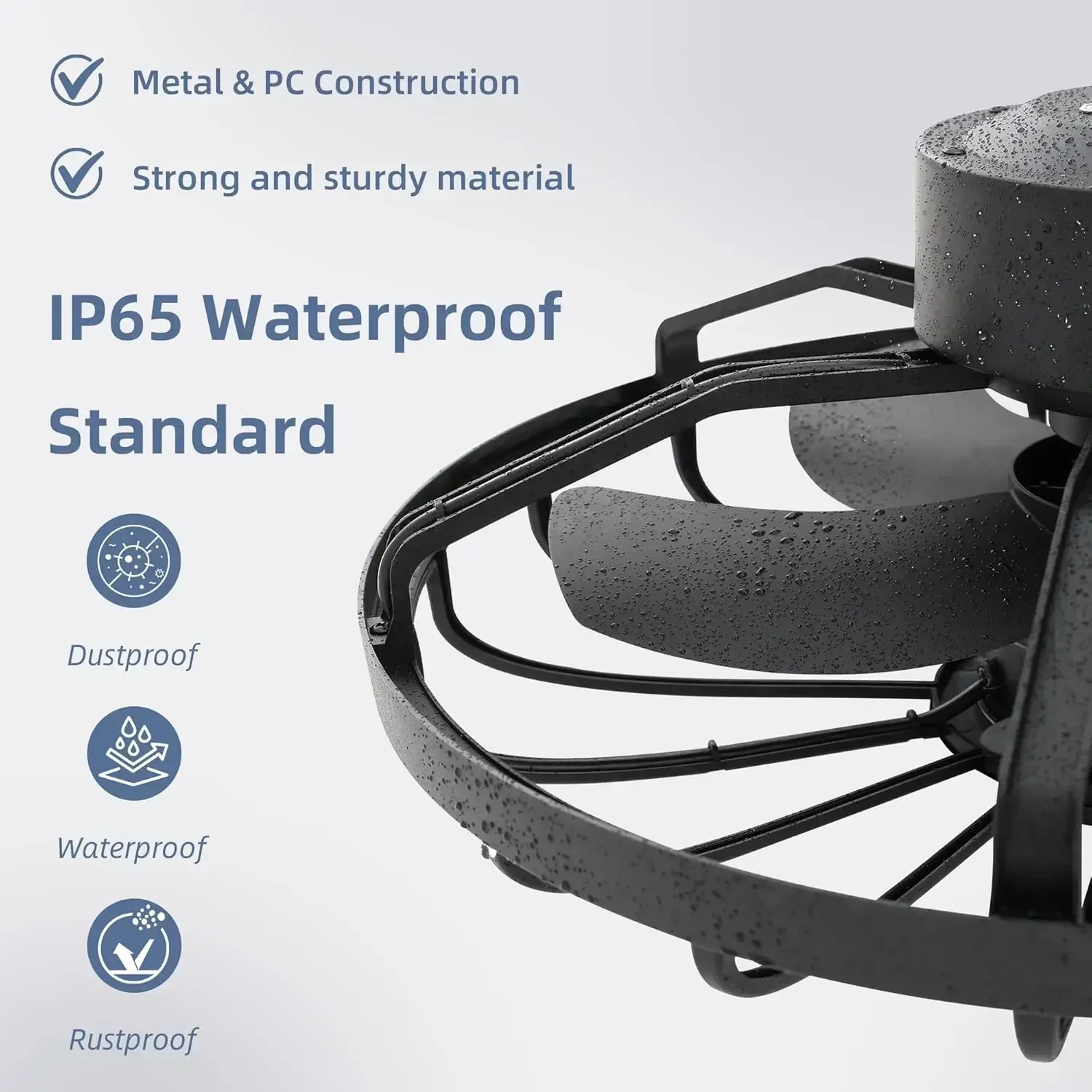 

[New Arrival, Free Shipping!]20" Outdoor Ceiling Fan with Light，IP65 Waterproof Plug in Ceiling Fan with Remote and 3 Downrods,