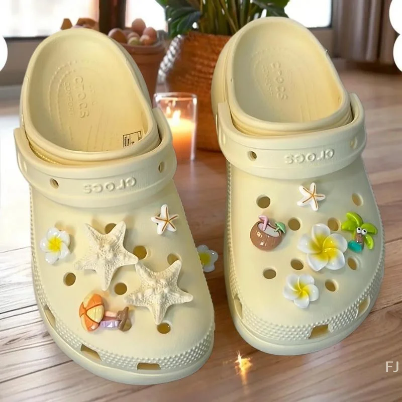 Zestaw ozdobnych zawieszek do butów – rozgwiazda, kokosowa butelka do ogrodowych chodaków