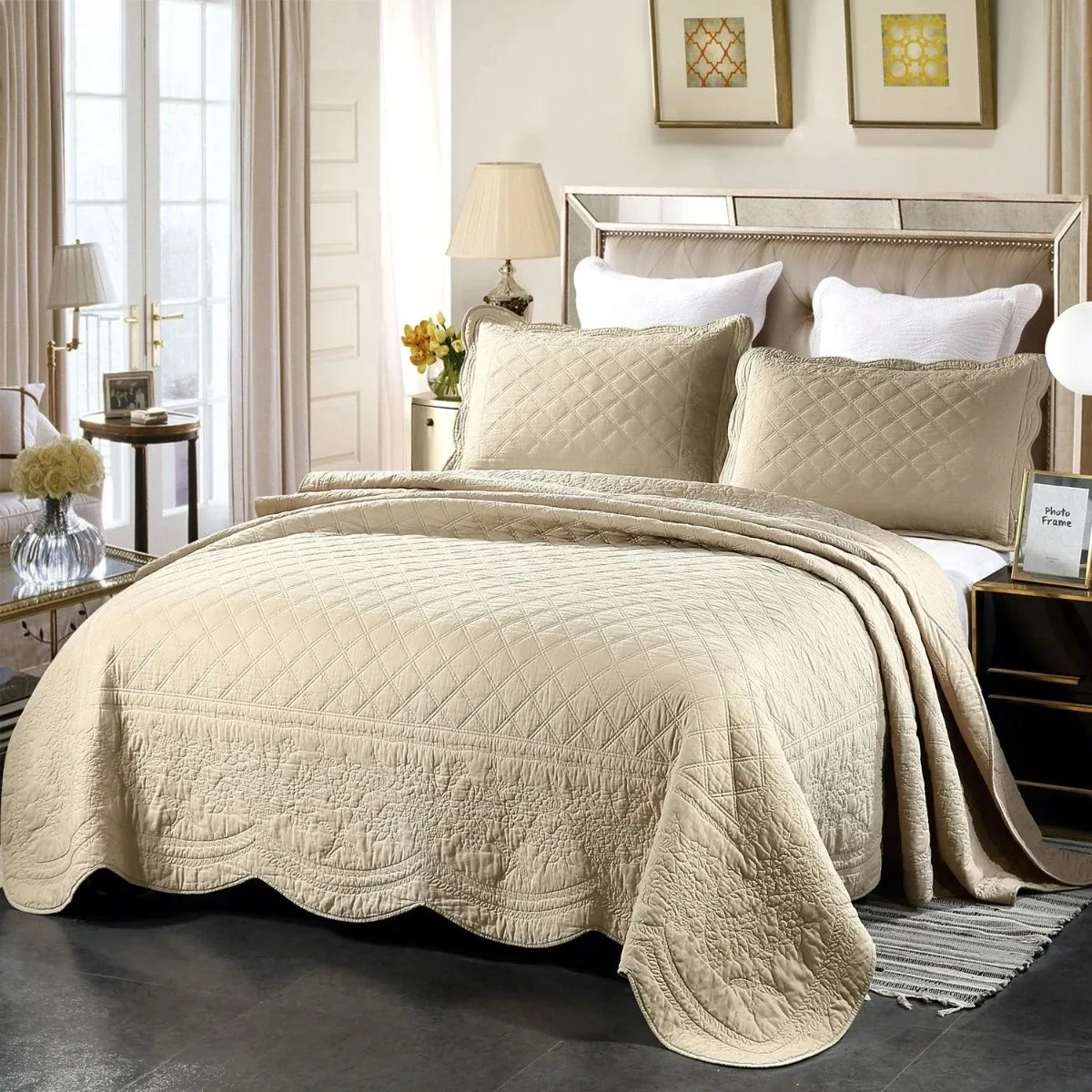 3pcs 100% Cotton Bedspread Quilted Quilt Set Queen King Coverlets White Embossed Blanket For Single Double Bed Cover Pillowcase