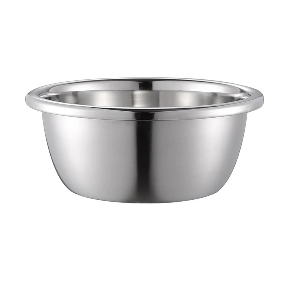 Silver 304 Stainless Steel Basin With Reversed Rim For Kitchen Mixing Beating Soup Making Vegetable Washing Multi Use Gadgets