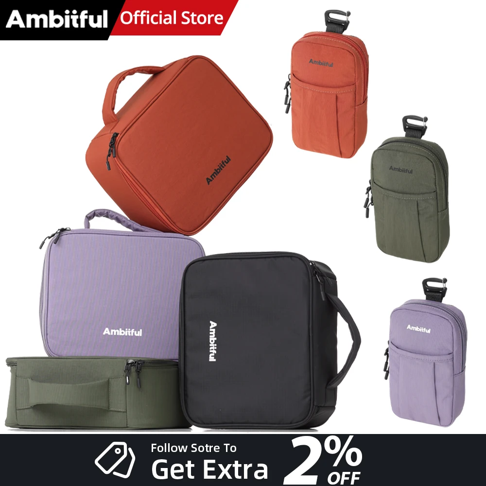 Sac de transport portable pour studio photo AMBITFUL et étui pour téléphone portable, sac à dos avec fixation, sac à outils de studio, organiseur de gadgets