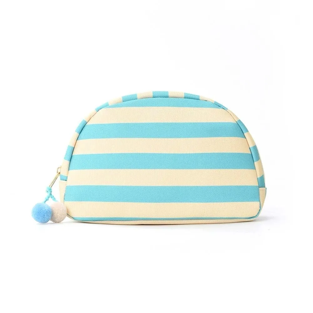 

Durable Striped Cosmetic Bag Pom-pom Tassel Lightweight and Portable Shell Shape Pouch Contrast Color Multipurpose Storage
