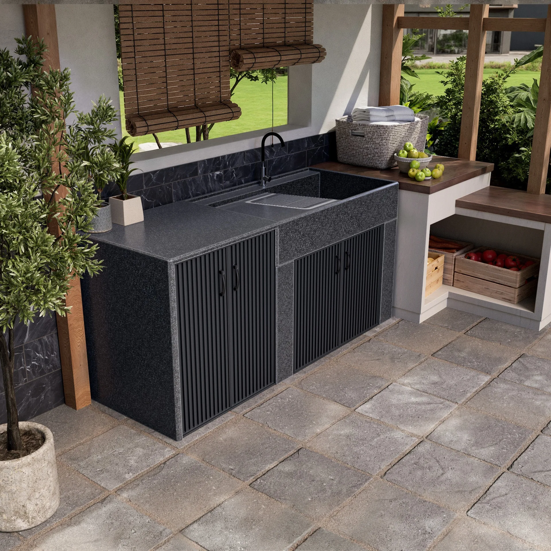 Laundry pool marble washing machine cabinet balcony sink household courtyard wash basin splicing sink