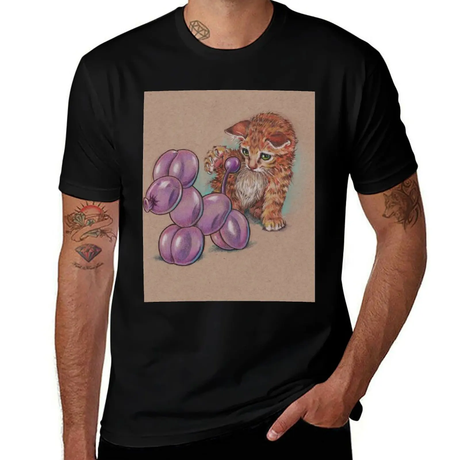 

Meeting a new friend (aka balloon animal surprise) T-Shirt plus sizes vintage graphic tee mens t shirt