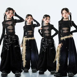 Moda Ragazze Street Style Abbigliamento per spettacoli di danza Vestito per bambini adolescenti Streetwear Costume hip-hop Bambino coreano Streetwear y2k