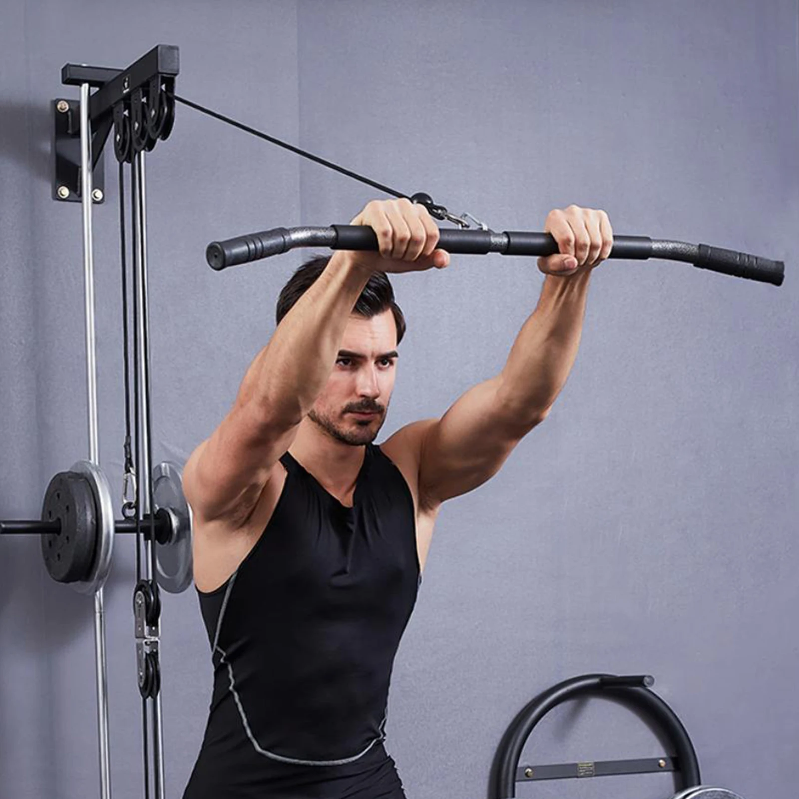 Fitness LAT Pulldown Bar Gym Cable Machine Attachment LAT Bar DIY Fitness Straight Bar for Home Arm Gym Workout Training