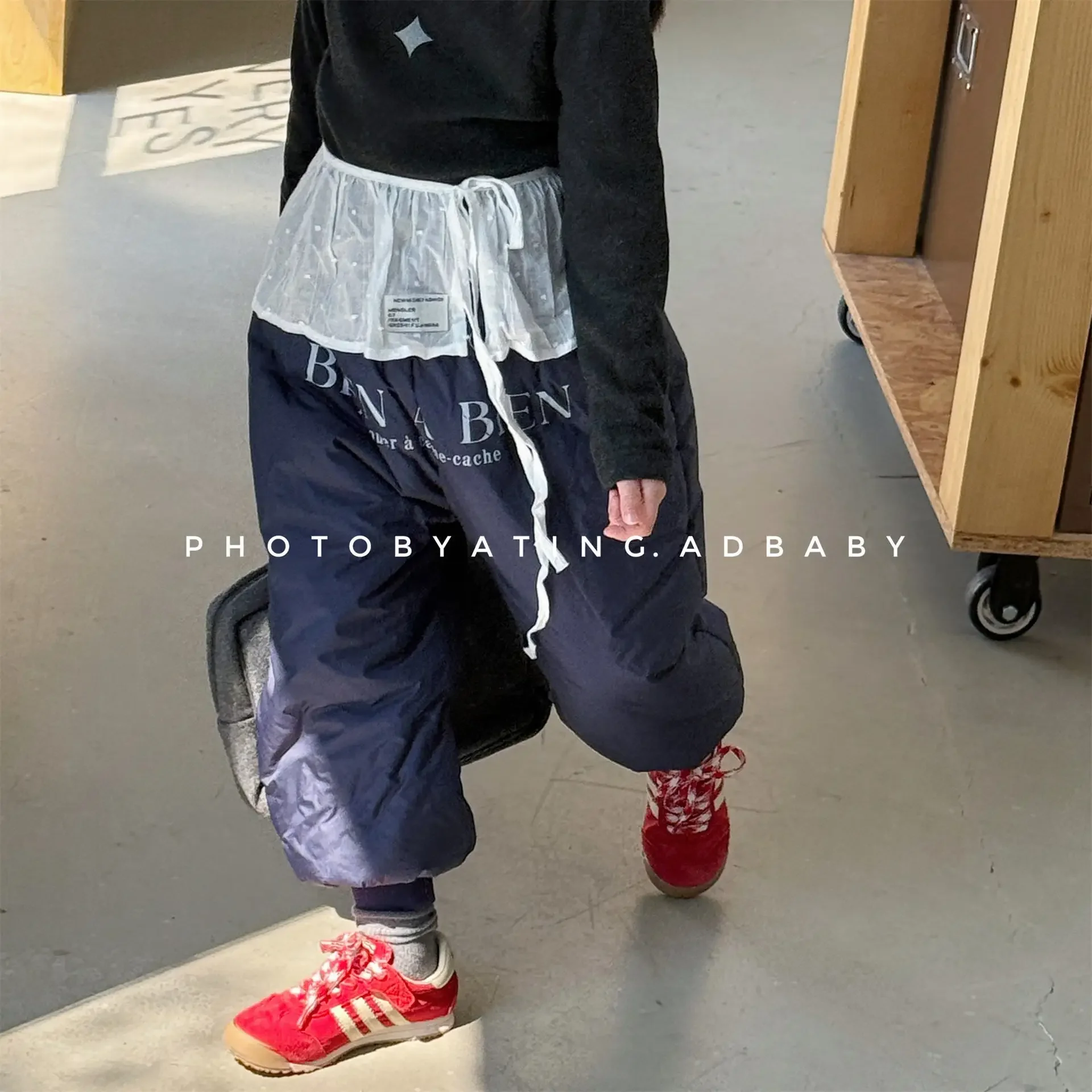 

Children's Pants 2025 Winter Korean Baby Girls Cotton Pants Letter Print Boys Warm Trousers