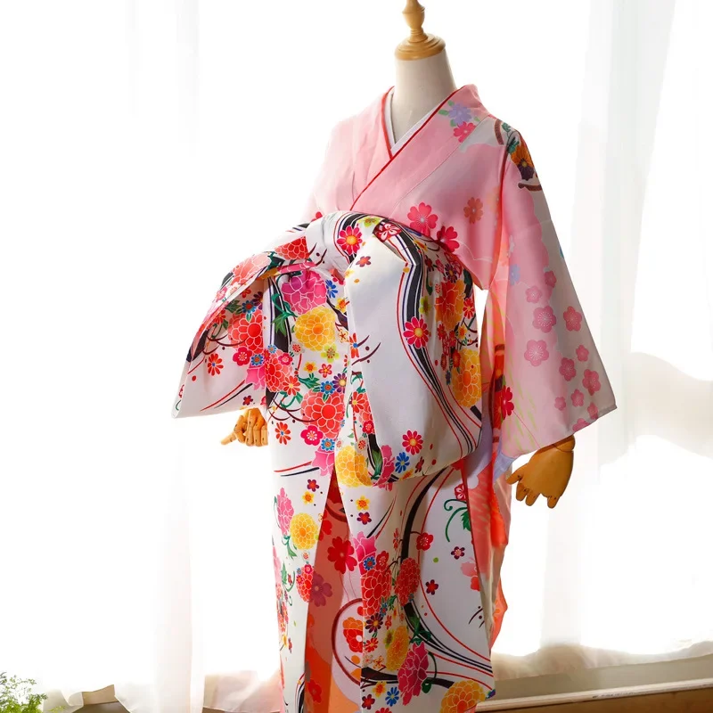 Women Japan Style Traditional Kimono Obi, Long Tail Pre-tie Bow Knot Waist Belt, Dress Wide Girdle