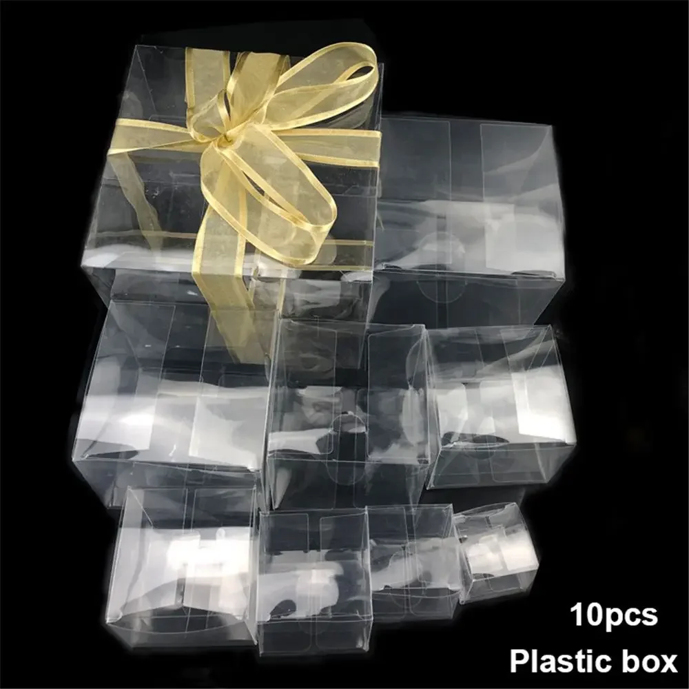 10Pcs Plastic Square Clear Candy Gift Box Chocolate Candy Boxes Jewelry Storage Boxs Wedding Christmas Packaging Gift Boxs