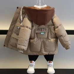 -30℃ Winter Thick Down Jacket Boys Plus Velvet Warm Hooded Cotton Coat Children Clothing Kids Cotton-Padded Parka Snowsuit