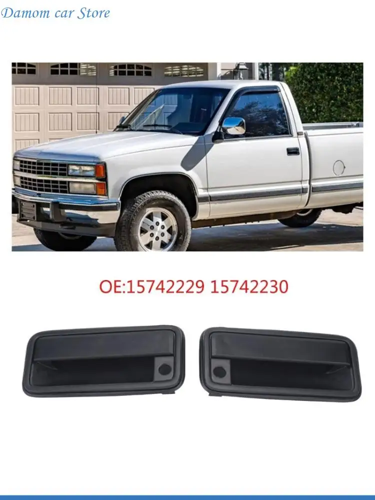 A2UC Front Outside Door Handle Replacements, Left and Right Black Recessed Pull Pair for Vehicle References 15742229 15742230
