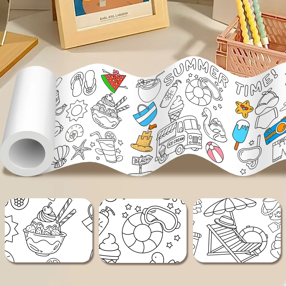 Scroll-kleurplaten op zomerthema - Uniek en creatief cadeau voor kinderen en volwassenen, perfect voor zomerplezier en ontspanning