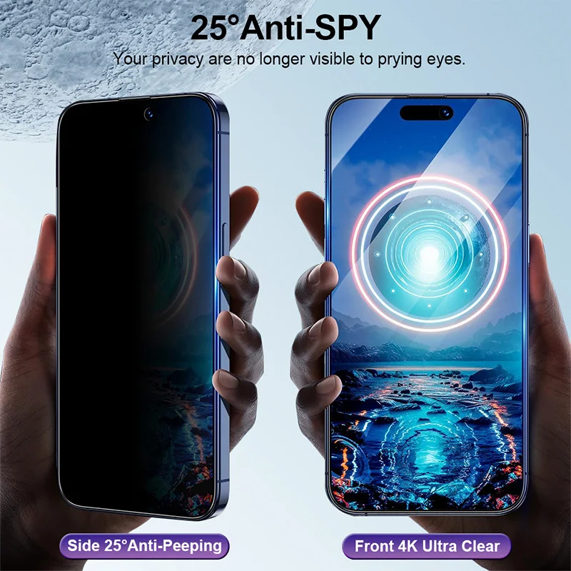 واقي شاشة الخصوصية سهل التركيب من Yangpaly لهاتف iPhone 16 15 14 Plus 13 12 11 Pro Max X XS XR طبقة مقسى مضادة للتجسس