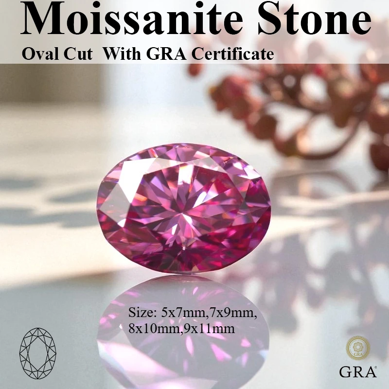 

Oval Cut Moissanite Loose Stone Pink Color Gemstone Lab Created Heat Diamond Jewelry Making With Certificate