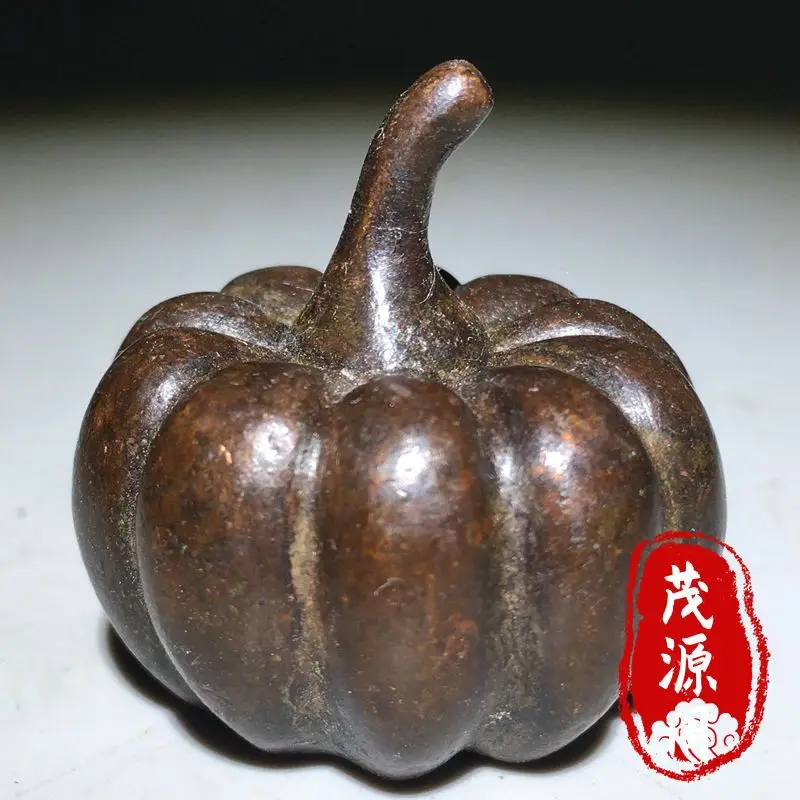 

Rural second-hand purple copper solid pumpkin tea pet hand play tabletop small ornaments miscellaneous old items