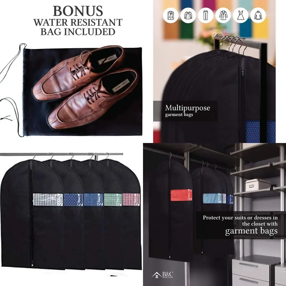 

Breathable 5-Piece Suit & Dress Travel Storage Bags with Clear View Window