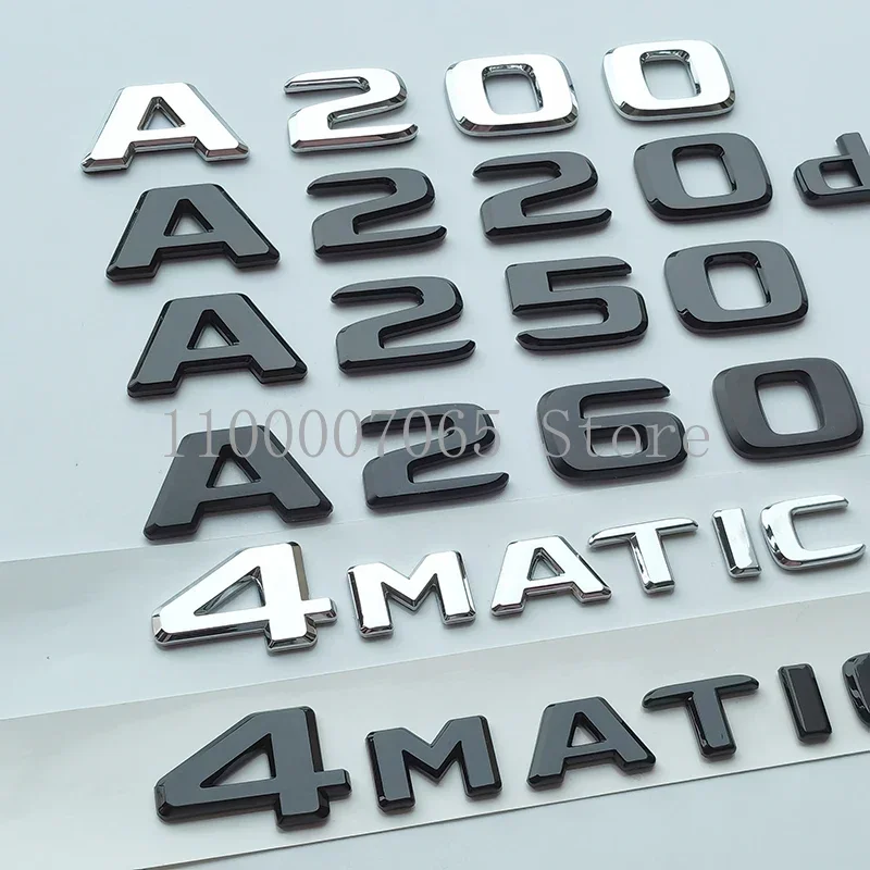 2017 Letters A180 A200 A220 A250 A260 A180d A220d 4Matic ABS Car Emblem for A Glass W176 W177 Car Trunk Sticker Rear Star Logo