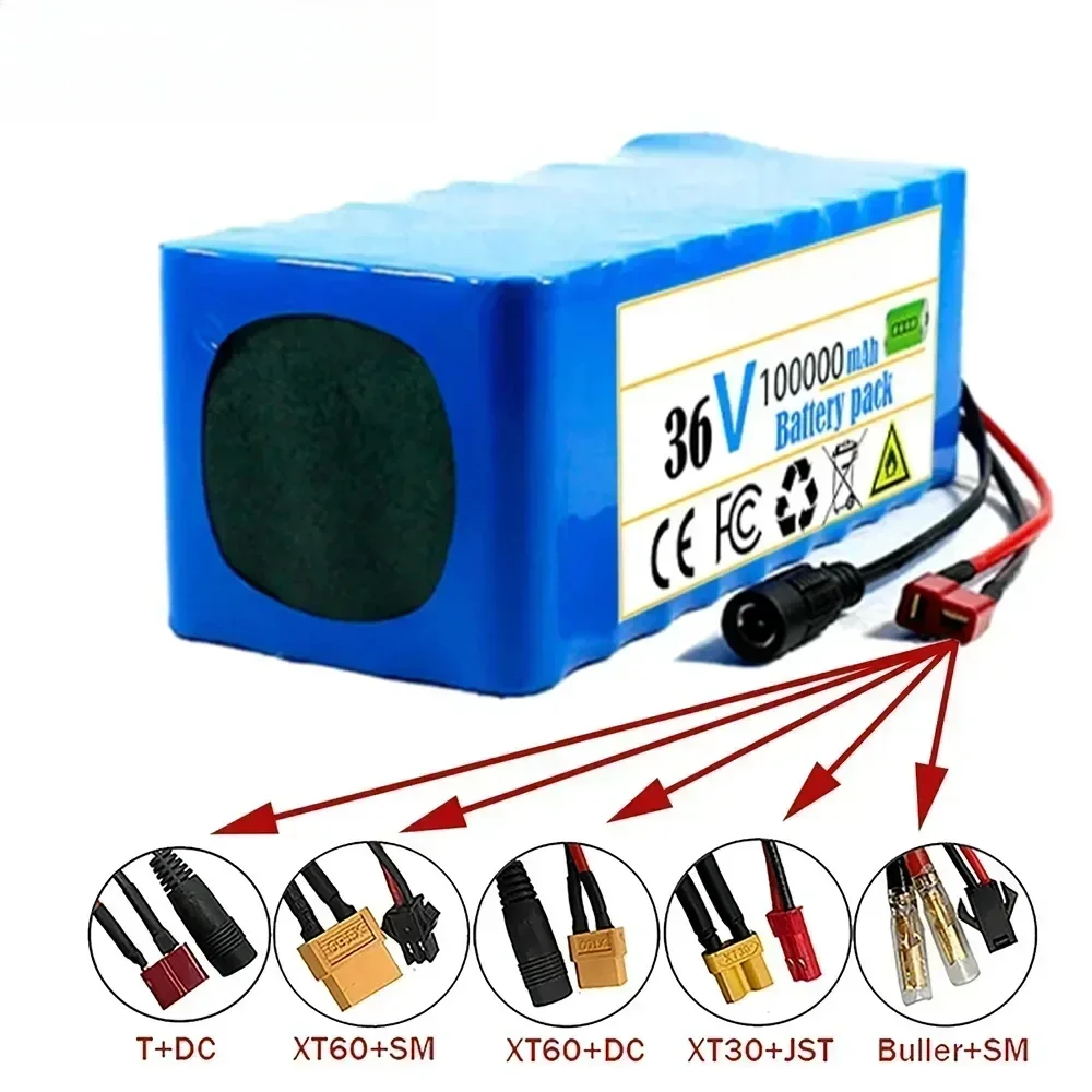 10S4P 36 فولت 100000 مللي أمبير بطارية ليثيوم سكوتر كهربائي 18650 بطارية + شاحن مجاني