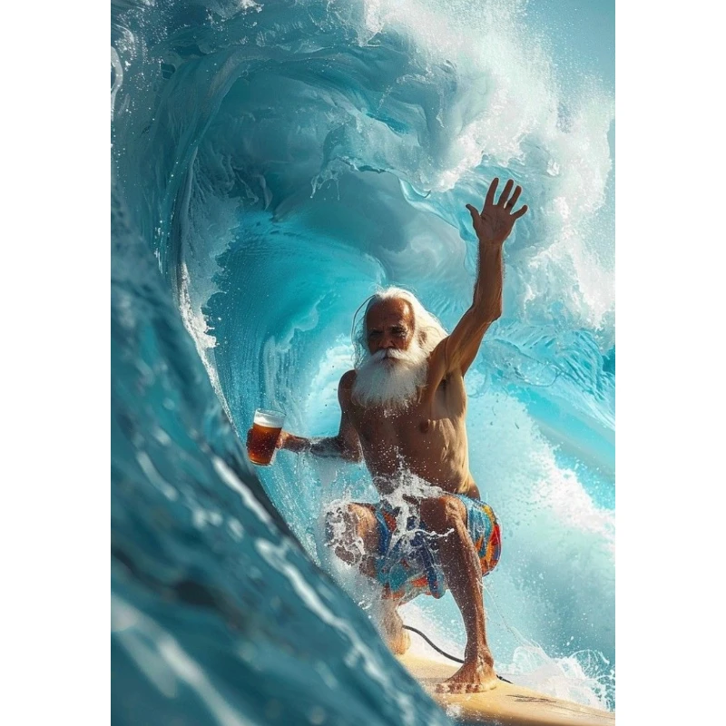 

500/1000/1200/2000 PCS Jigsaw Puzzles Grandpa Surfing Extreme Sport Scenery Family Activity Game for Gameroom Bedroom Home Decor