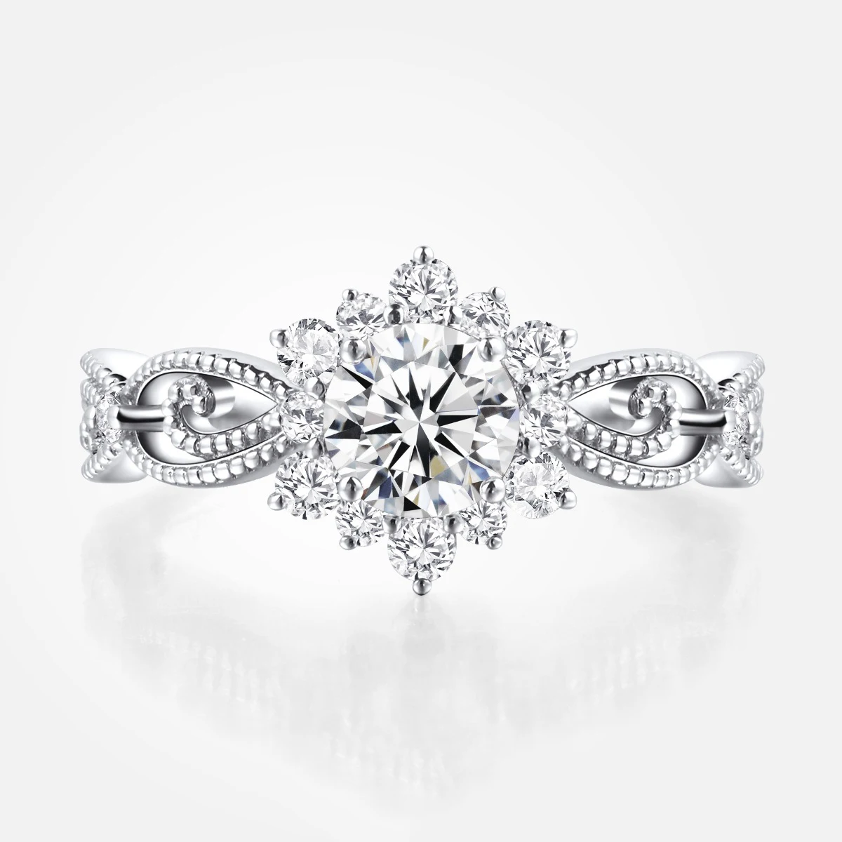 

Original Moissanite D Color Sterling Sliver 925 Cut Snow Luxury Diamond Rings for Women Rococo Style Romantic Giftt Wedding