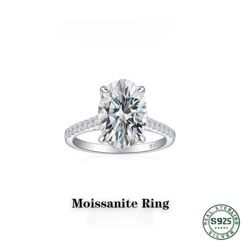 Hot selling 925 sterling silver 9 * 13MM6 carat moissanite diamond ring for women's light luxury diamond ring wedding jewelry