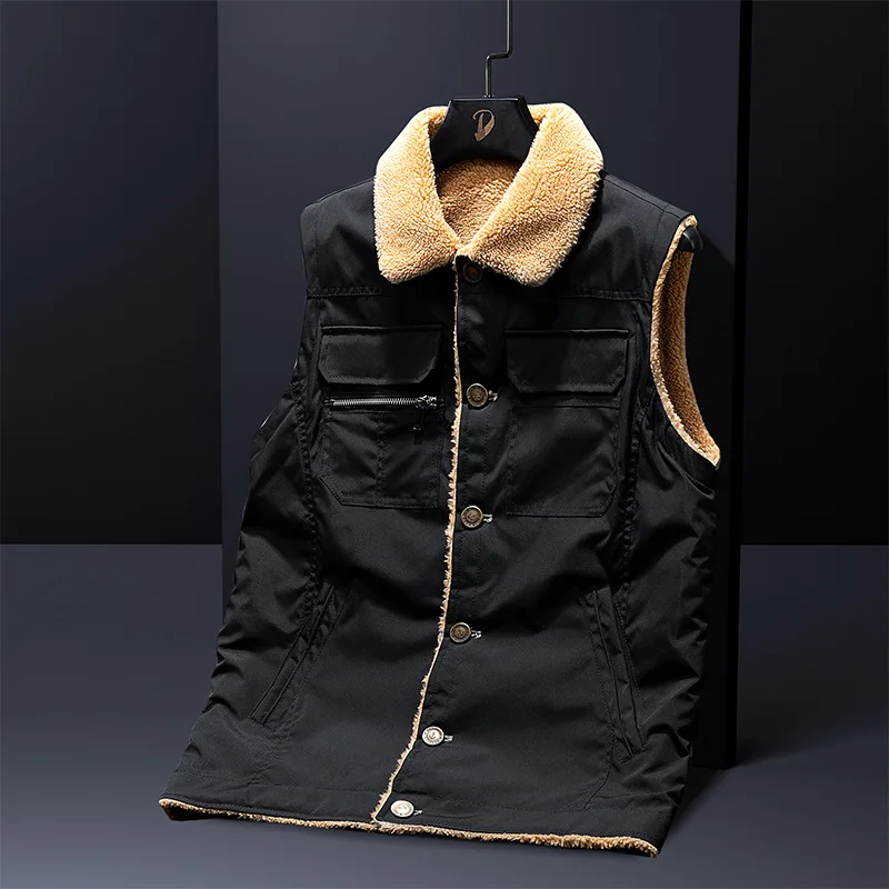 

WaistCoat new Warm Fleece Coats Vest Plus Size 6XL Vests Jacket Men Autumn Winter Fleece Sleeveless Jackets Men Clothing