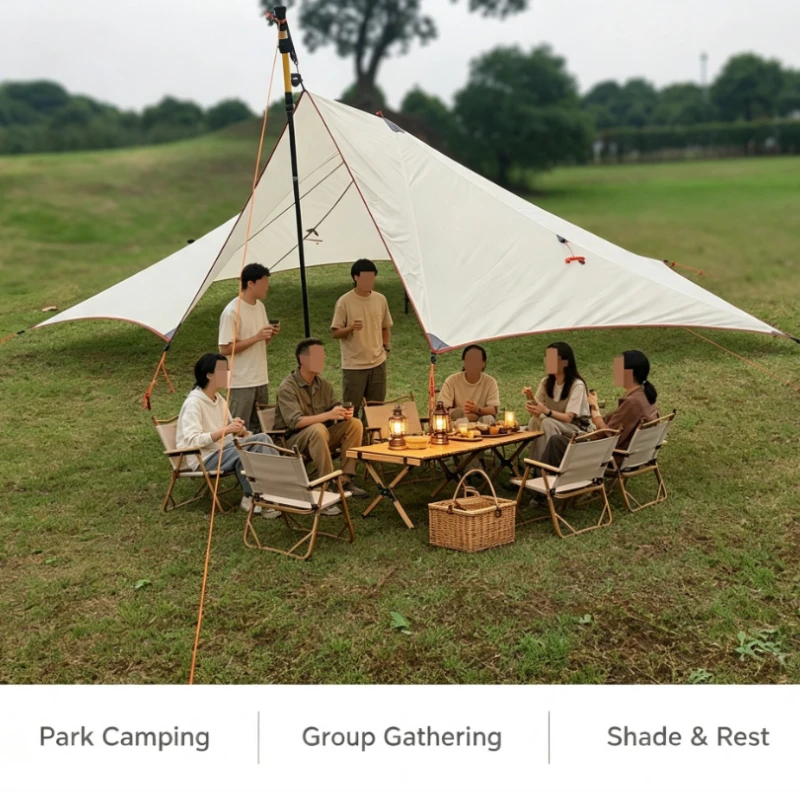 Outdoor Multi-Person Camping Beach Park Single Layer Easy Setup Multi-Function Canopy Tower Tent Gear