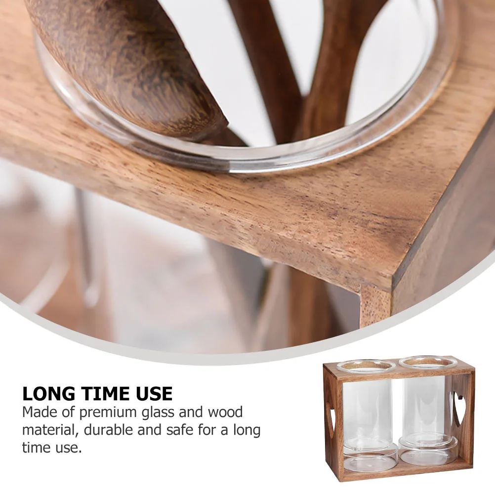 

1Set Glass Chopsticks Holder Cutlery Organizing Rack Clear Chopstick Cage Wooden Rack Kitchen Storage Drain Container