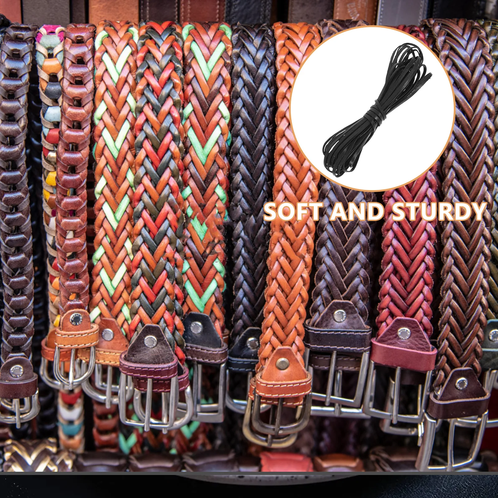 

Cowhide Craft Braiding String Flat Rope for DIY Jewelry Making Necklace Cord Braided Thread Rope for Hand Weaving Decoration