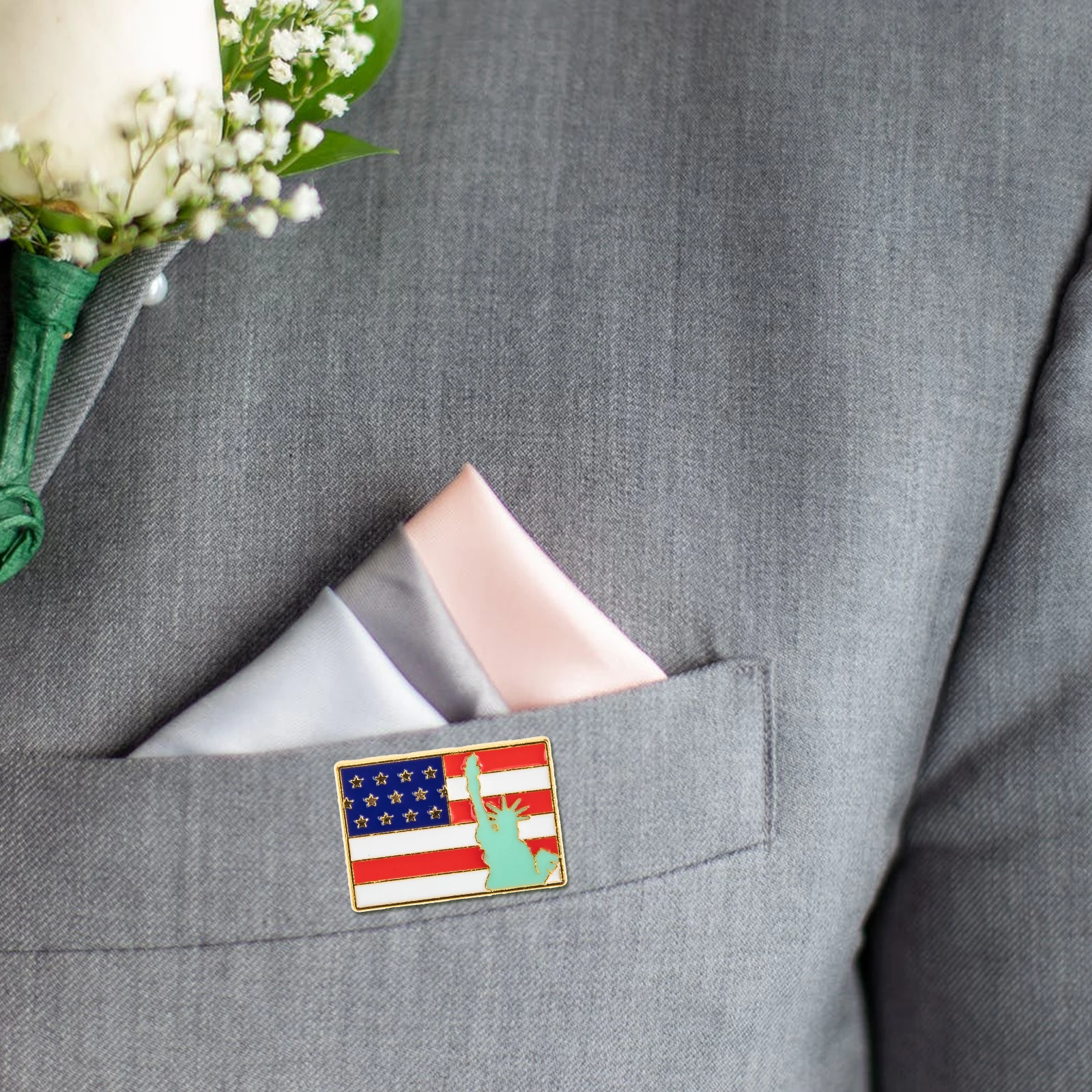

6 Pcs American Flag Brooch Alloy Badge Clothes Decor Accessory Independence Day Breastpin Women Jewelry US Memorial