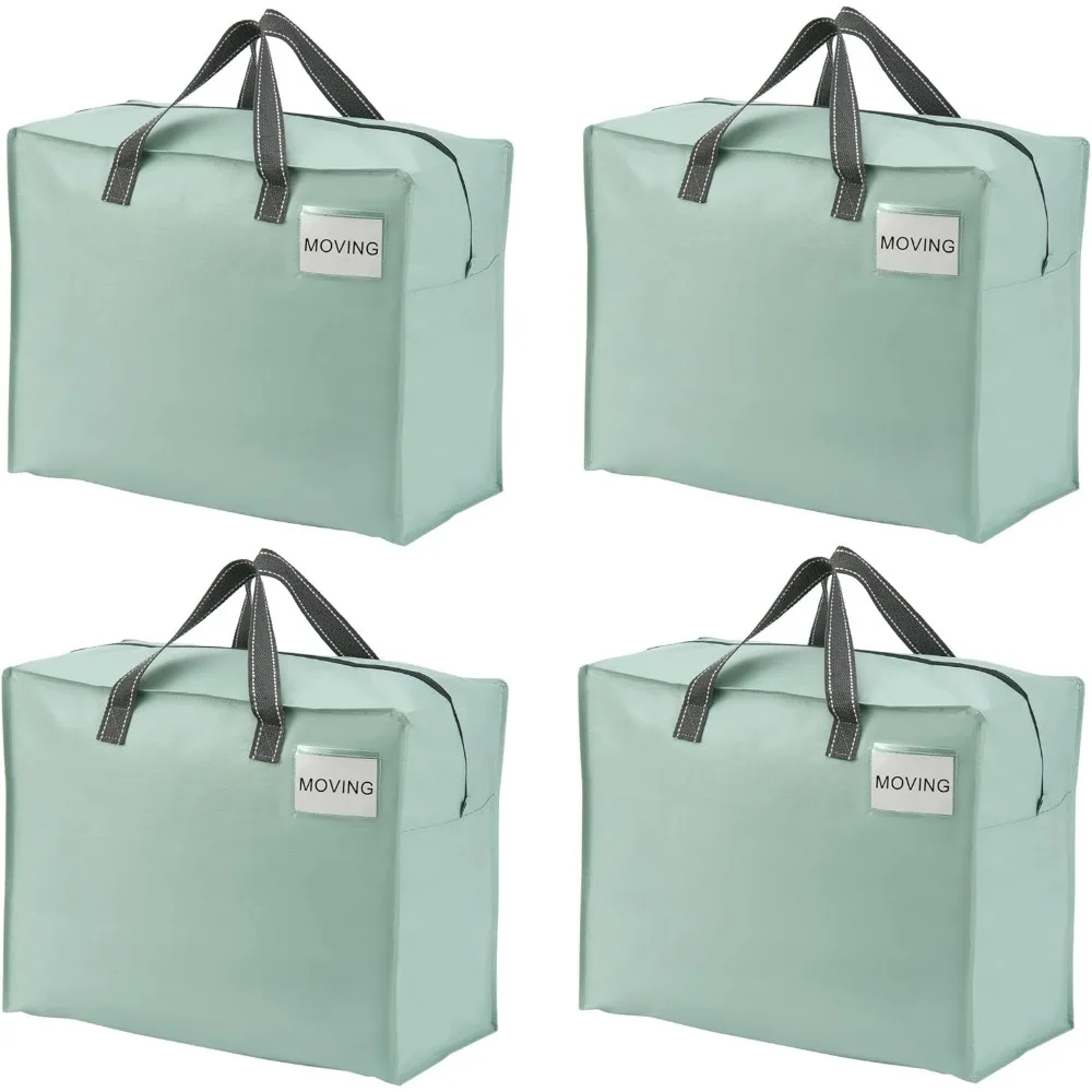 

4 Pack Heavy Duty Moving Bags, Storage Bags, Packing Supplies, Top Zipper, Storage Totes for Camping, Clothes, Bedding, Comfort