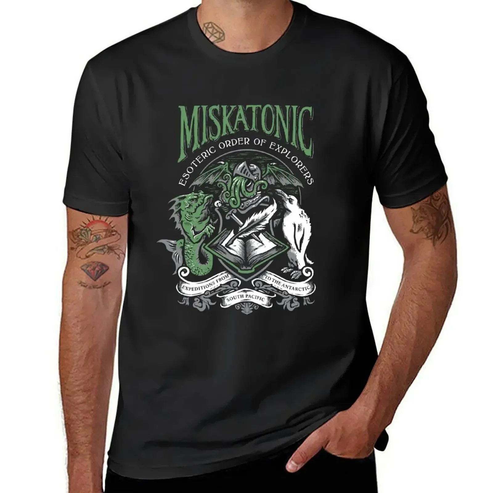 Футболка Miskatonic Esoteric Order of Explorers, баскетбольные футболки с графическим рисунком, рубашки с дешевыми вещи, футболка большого размера для мужчин
