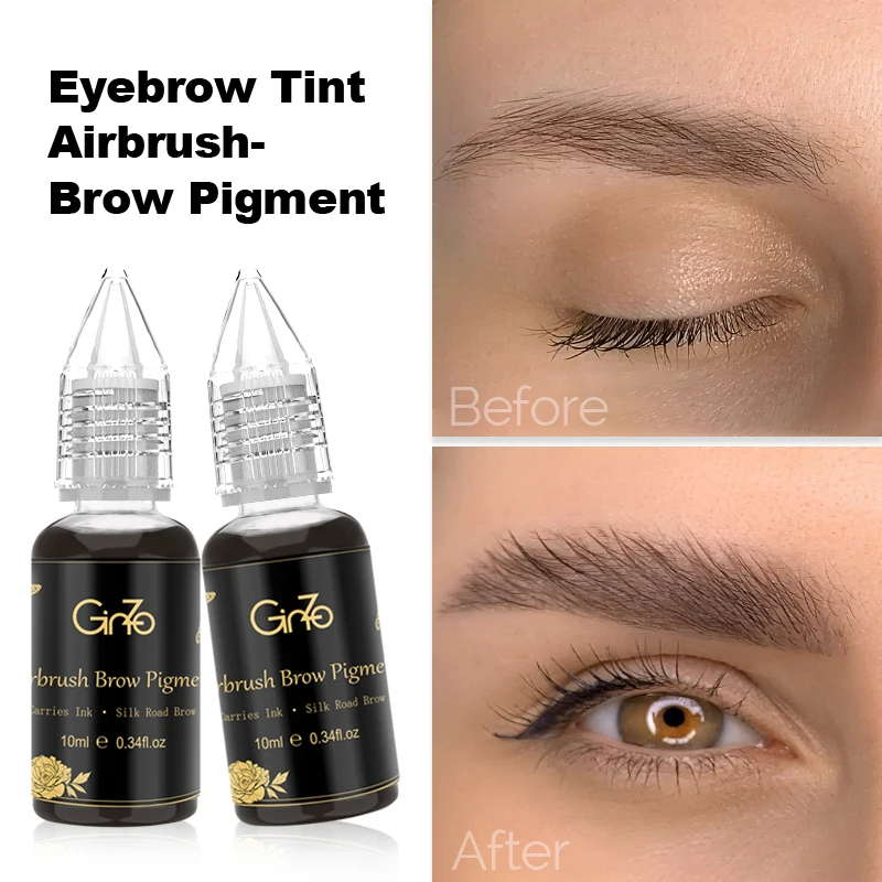 Airbrush Brow Tint Waterproof Long-lasting Hybrid Tint for Eyebrow 10ML Balck Brown Brows Makup Ink 6 Colors