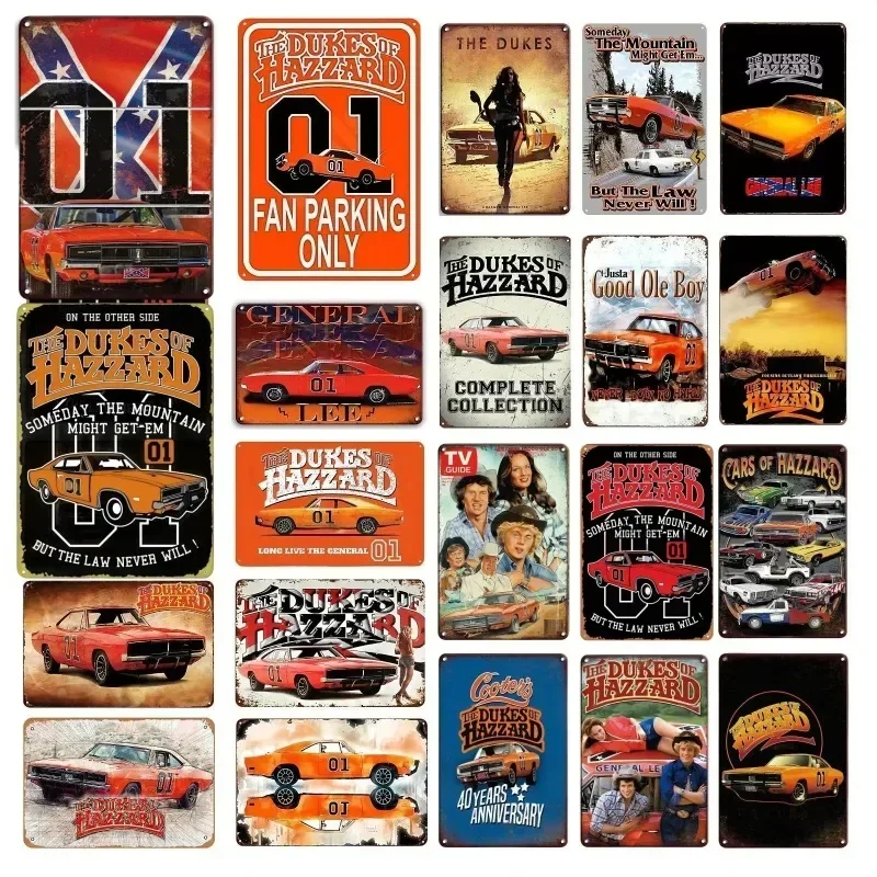 Vintage Wall Plaque Decor Signs Dukes of Hazzard Car Metal Tin Sign Poster Rusty Crafts Tinplate Painting Bar Garage Art Decor