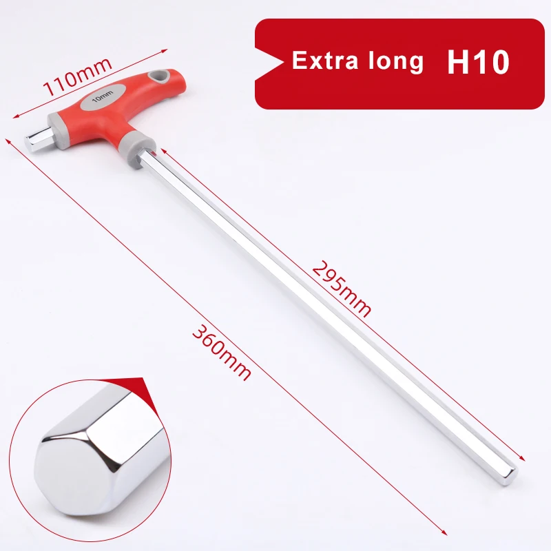 360mm Length 3-10mm Hex Key Wrench T-Handle Spanner Flat Head Socket Screwdriver Allen Hex Wrench Hand Tool Extra Long Arm Tools