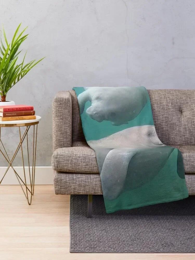 Manatees at play Throw Blanket Hair Decorative Throw Flannels Blankets Sofas Of Decoration Blankets