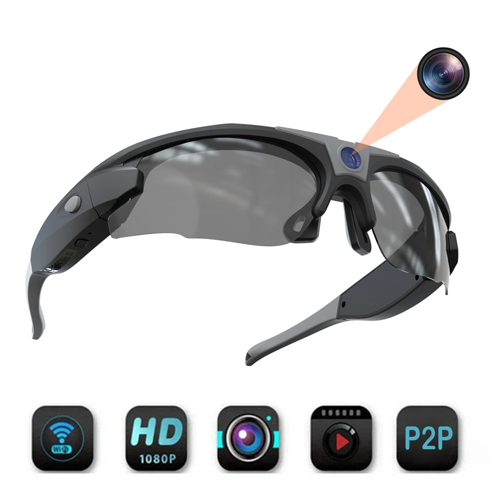 

Wifi Camera Video Sunglasses HD1080P Camera Film Hands Free for Sports Hiking Biking Fishing Scouting