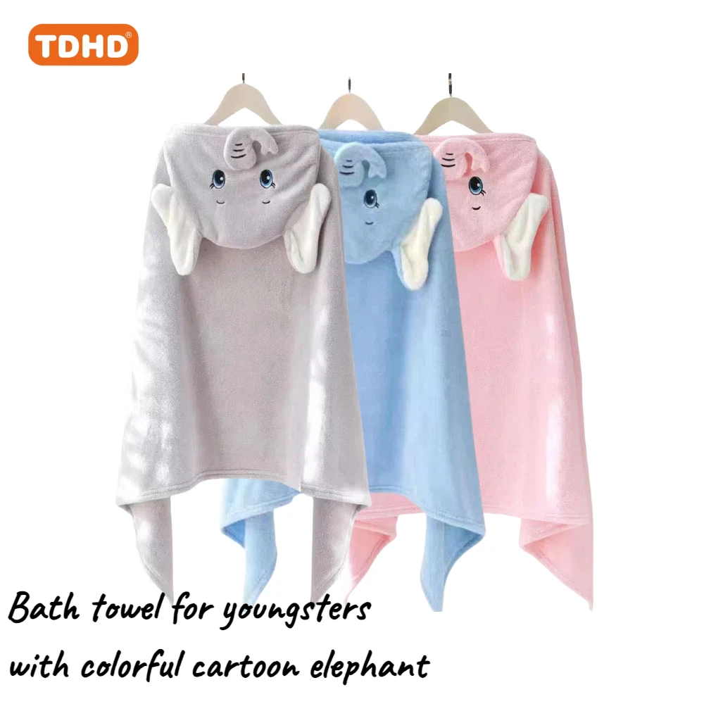 

TDHD [Super Soft] Youngsters's bath towel | super soft absorbent and breathable | bath towel with colorful cartoon elephant