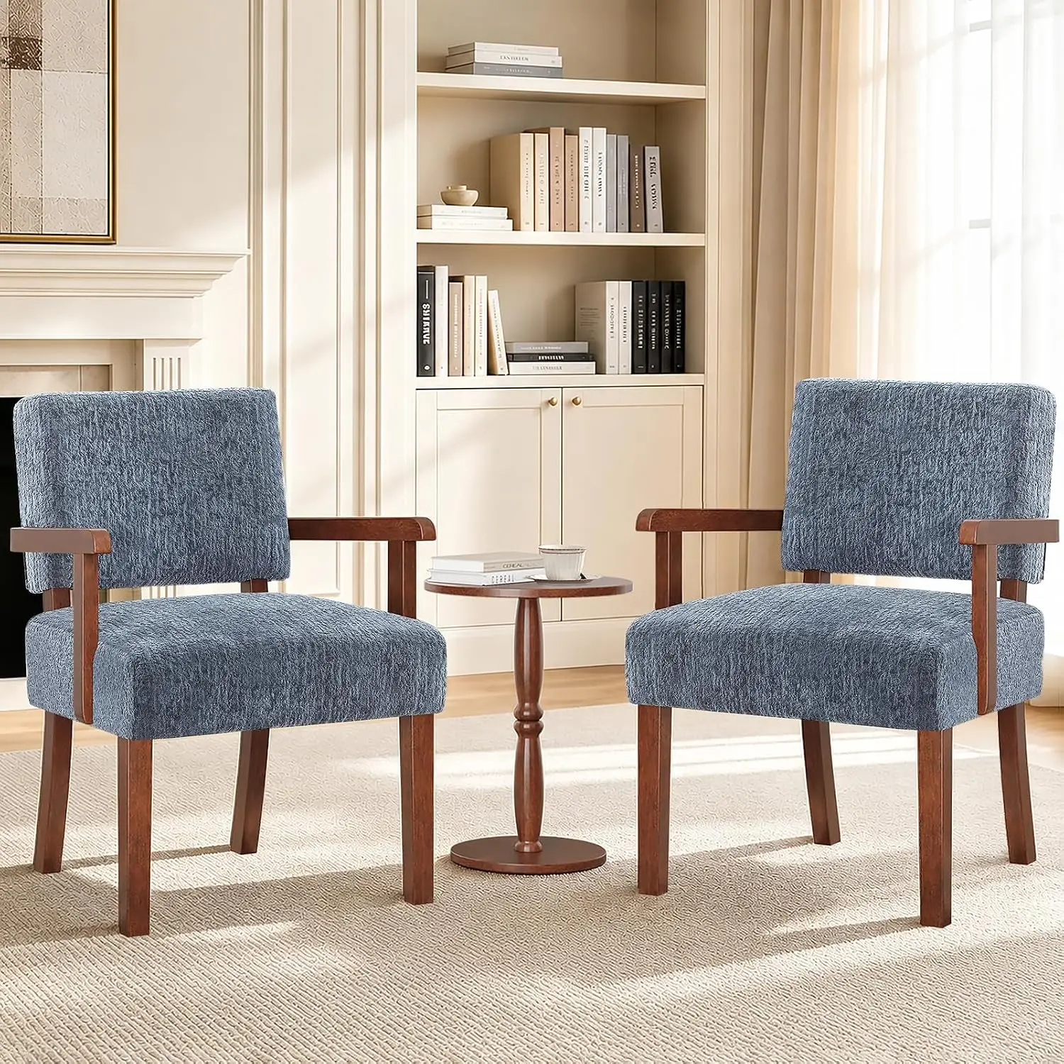 Jacquard Accent Chairs Set of 2 with Armchairs & Side Table, Customized