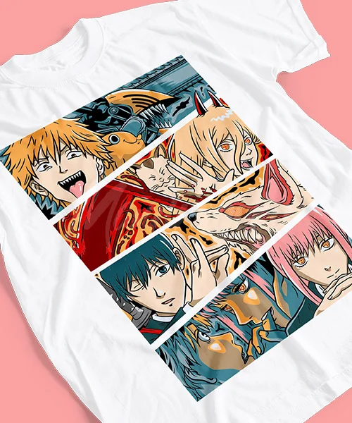 Anime T Shirt Japanese unisex Chainsaw Man Team love