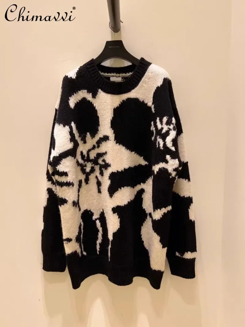 

2024 Winter European Goods Heavy Industry High-end Lazy Wind Medium and Long Soft Waxy High-end Cashmere Knitted Sweater Women